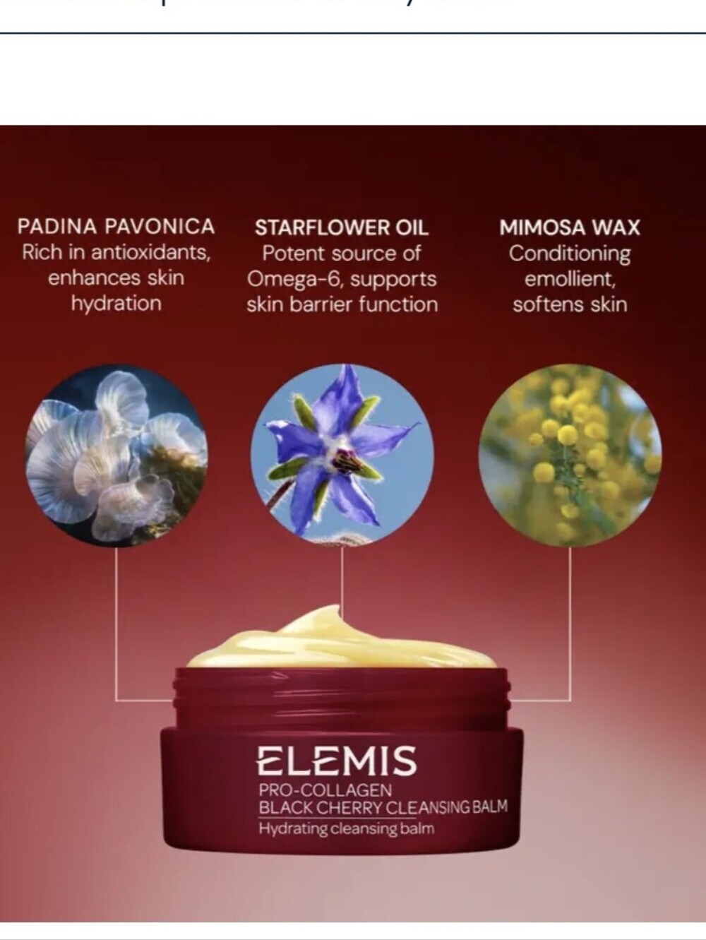 ELEMIS Pro-Collagen Black Cherry Cleansing Balm, 20g (Travel Size), NWOB - Picture 4 of 10